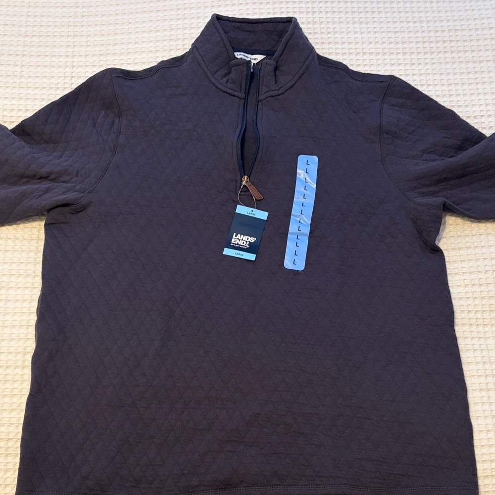 NWOT Lands' End Navy Quilted Half-Zip Pullover